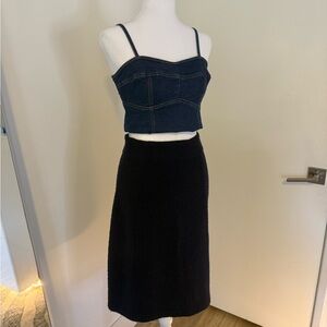 St. John Navy Midi Skirt